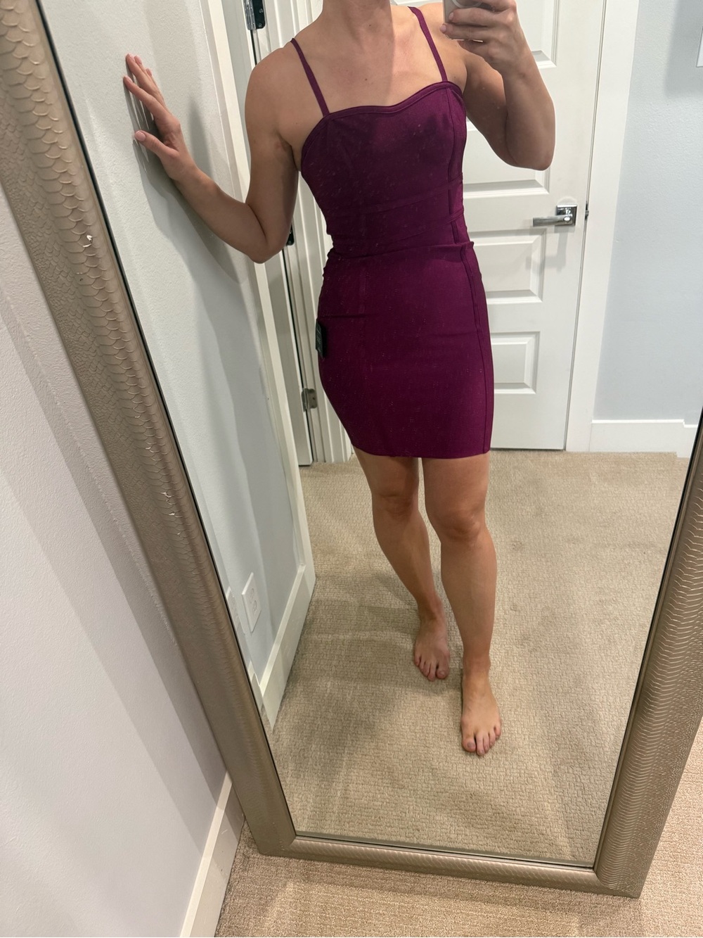 Lulu's Deep Plum Spaghetti Strap Bodycon Mini Dress